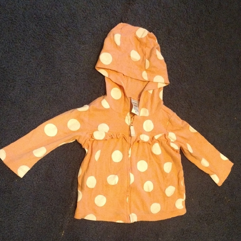 100% Cotton Pink Polka Dot Hooded Jacket